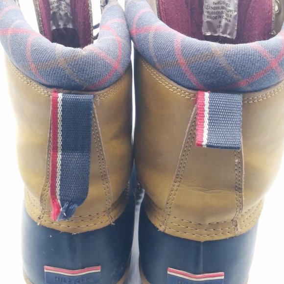 Tommy Hilfiger Mens Duck Boot Russel Tan Navy Leather Rubber Lace Up Round Toe 8 - Picture 10 of 10
